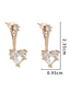 Fashion Gold Brass Diamond Heart Stud Earrings