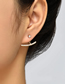 Fashion Gold Copper Inlaid Zirconia Curved Stud Earrings