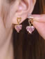 Fashion Gold Bronze Crystal Zirconium Heart Stud Earrings