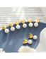 Fashion Gold Titanium Steel Heart Pearl Stud Earrings