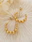 Fashion Gold Titanium Steel Size Ball C Shape Earrings