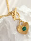Fashion Gold Titanium Steel Geometric Heart Ot Buckle Necklace
