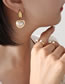 Fashion Gold Titanium Steel Pearl Heart Stud Earrings