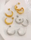 Fashion Gold Titanium Steel With Zirconium Textured C-shaped Earrings