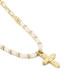 Fashion Gold Titanium Steel Pearl Rice Bead Patchwork Cross Necklace