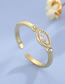 Fashion Gold Titanium Diamond Geometric Open Ring