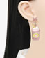 Fashion Pink Alloy Diamond Milk Tea Cup Pentagram Stud Earrings