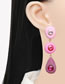 Fashion Rose Red Alloy Diamond Geometric Drop Earrings