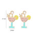 Fashion Gold Alloy Diamond Set Pearl Drop Oil Wine Glass Stud Earrings