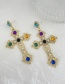 Fashion Purple Alloy Resin Hollow Cross Stud Earrings
