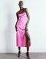 Fashion Pink Silk Satin Slit Dress
