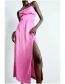Fashion Pink Silk Satin Slit Dress