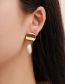 Fashion Gold Alloy Wave Mirror Stereo Pearl Stud Earrings