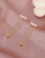 Fashion Gold Brass Set Zirconia Chain Tassel Stud Earrings