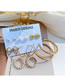 Fashion Gold Alloy Diamond Pearl Flower Triangle Earring Set