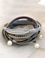 Fashion Silver Faux Leather Diamond Chain Leaf Pearl Magnetic Bracelet