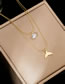 Fashion Gold Titanium Diamond-set Fishtail Double Necklace