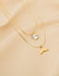 Fashion Silver Titanium Diamond-set Fishtail Double Necklace