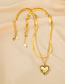 Fashion Gold Titanium Steel Geometric Love Snake Bone Chain Double Layer Necklace