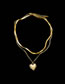 Fashion Gold Titanium Steel Geometric Love Snake Bone Chain Double Layer Necklace