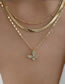 Fashion Butterfly Copper Diamond Butterfly Snake Bone Chain Multilayer Necklace