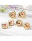 Fashion Love Earrings Alloy Dried Flower Gold Edge Love Stud Earrings