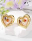 Fashion Square Earrings Alloy Dried Flower Gold Edge Square Stud Earrings
