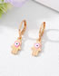 Fashion Pink And White Eye Palm Ear Buckle 2 Alloy Drip Oil Eye Palm Ear Ring