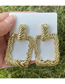 Fashion Gold Metal Geometric Twist Square Stud Earrings