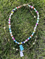 Fashion Color Colorful Beads Pearl Beaded Love Chain Bear Double Layer Necklace