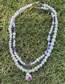 Fashion Gold Resin Crystal Beads Pearl Beaded Print Double Necklace