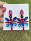 Fashion Style Two Ab Color Alloy Diamond Dragonfly Stud Earrings