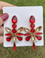 Fashion Style 2 Champagne Alloy Diamond Dragonfly Stud Earrings