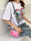 Fashion Pink With Straps Pu Letter Laser Large Capacity Crossbody Bag  Pu