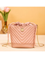 Fashion Pink Pu Drawstring Large Capacity Embroidered Thread Crossbody Bag  Pu