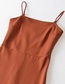 Fashion Brown Solid Color Flat Back Slit Dress  Cotton