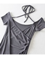 Fashion Black Solid Color Halter Strap V-neck Dress  Cotton