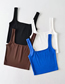Fashion Brown Square Neck Knitted Camisole  Cotton