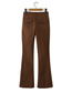 Fashion Brown Solid Color Cargo Multi-pocket Flared Straight Trousers  Cotton