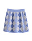 Fashion Blue Cotton Quilted Knitted Skirt  Cotton
