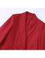 Fashion Red Cotton Solid Double-breasted Pocket Blazer  Cotton