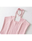 Fashion Pink Solid Curved Halter Tank Top  Cotton