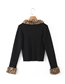 Fashion Black Leopard-print Lapel Knitted Sweater  Acrylic