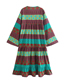 Fashion Color Cotton Print Lace-up Dress