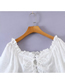 Fashion White Solid Lace Tie Rope Pullover Shirt