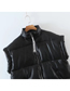 Fashion Black Pu Zipper Stand Collar Cotton Vest