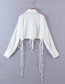 Fashion White Ruched Lace-up Single-breasted Shirt