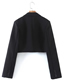 Fashion Black Cotton Solid Buttoned Cropped Blazer Skirt Set