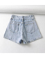 Fashion Blue Heart Embroidered Straight Shorts