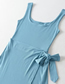 Fashion Light Grey Solid Color Tie Bow Tank Top Dress